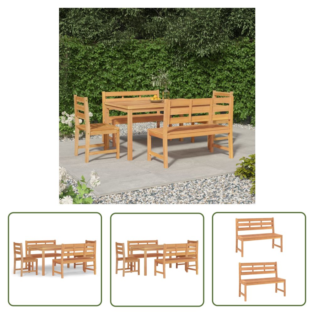 The Living Store 5-częściowy zestaw mebli ogrodowych - lite drewno tekowe - Meble Ogrodowe