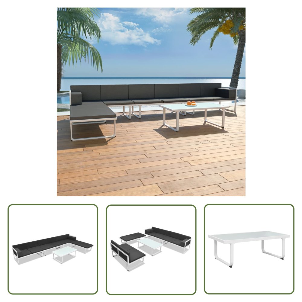 The Living Store 5-cz. zestaw mebli do ogrodu - textilene - aluminium - czarny - Sofa Ogrodowa