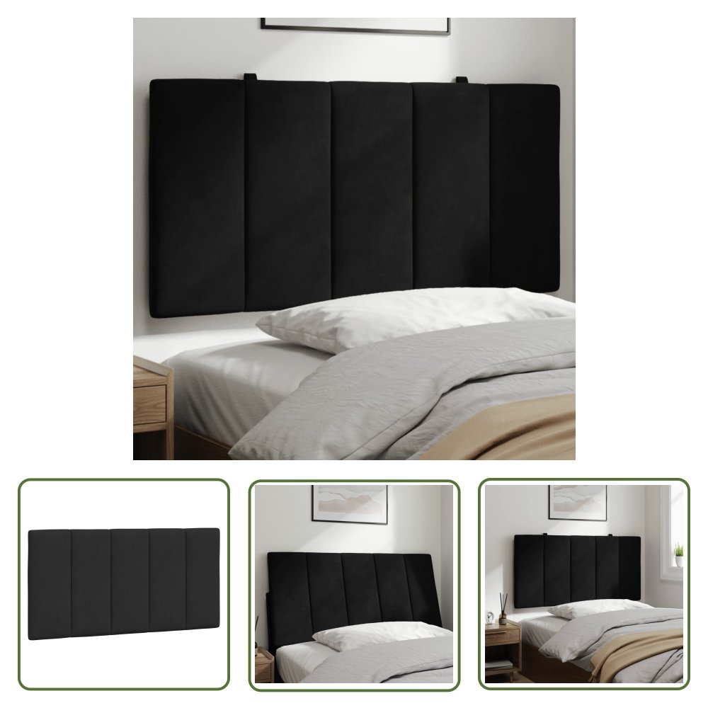 The Living Store Poduszka na wezgłowie - czarna - 100 cm - aksamitna - Poduszka Na Wezgłowie