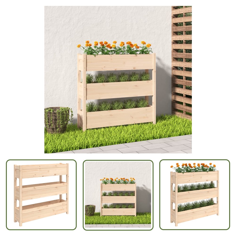 The Living Store Donica - 112x25x104 -5 cm - lite drewno sosnowe - Donica Ogrodowa