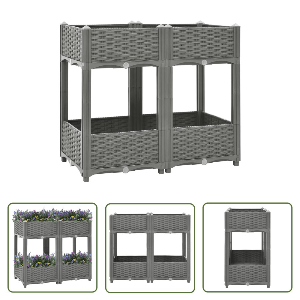 The Living Store Donica do podwyższonej rabaty - 80x40x71 cm - polipropylen - Donice Ogrodowa