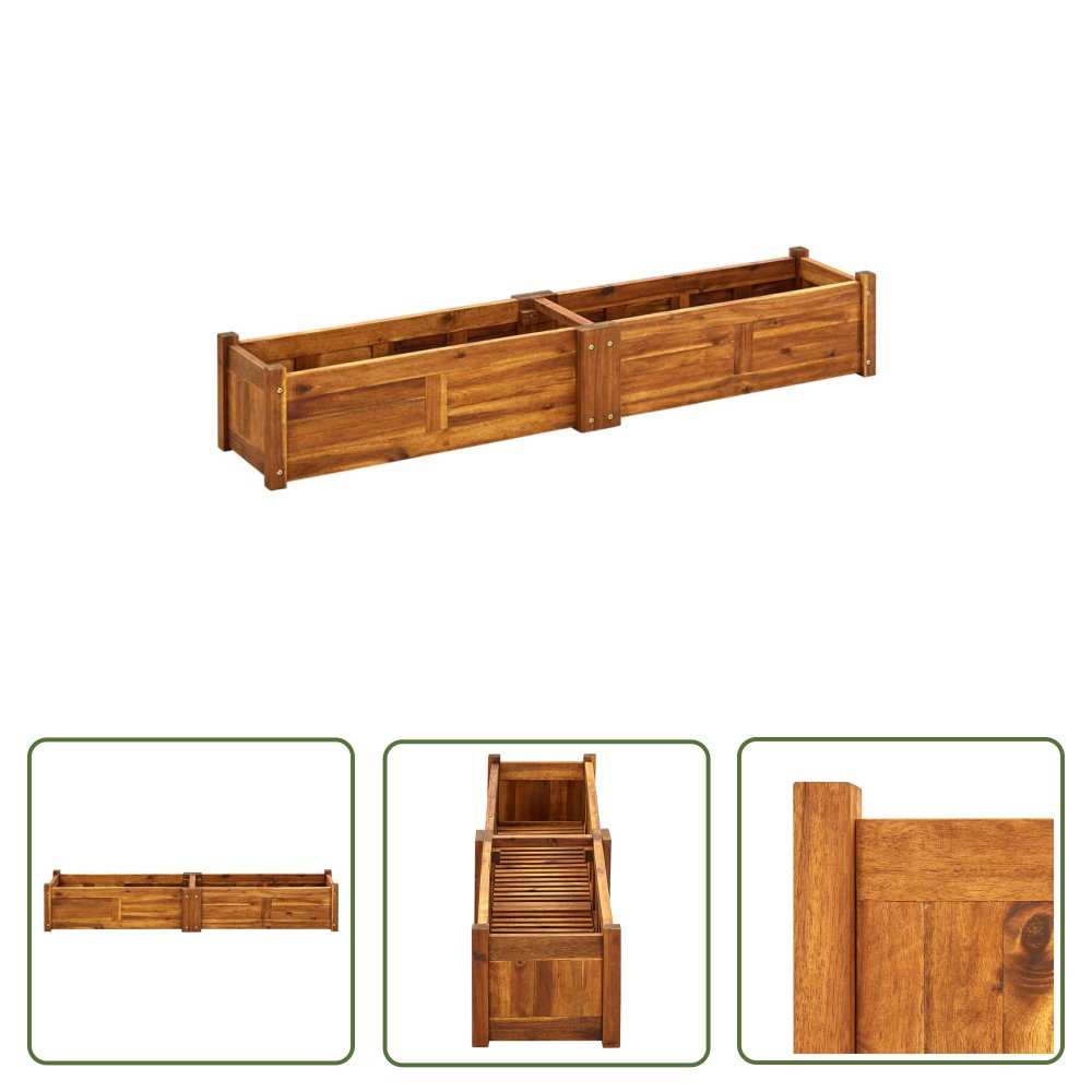 The Living Store Podwyższona donica ogrodowa - drewno akacjowe - 150x30x25 cm - Podwyższona Donica