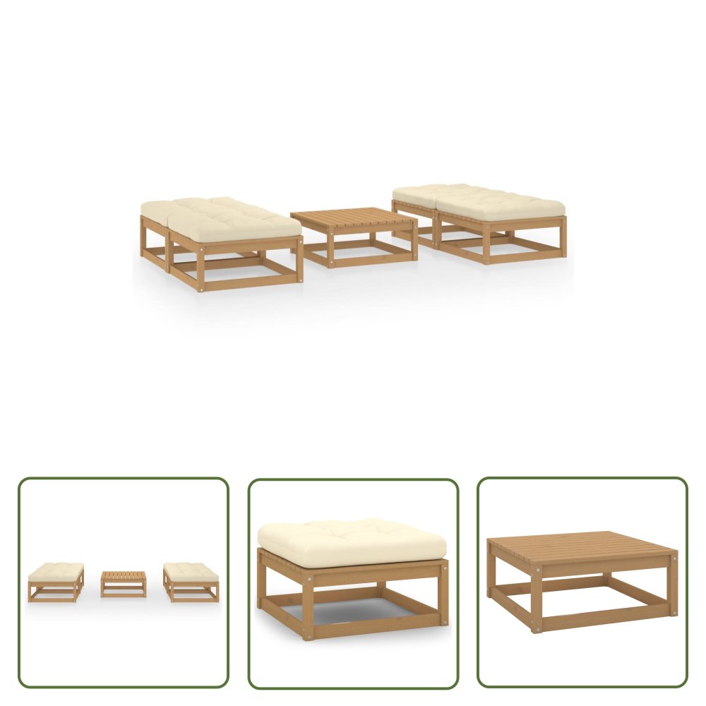 The Living Store 5-cz. zestaw wypoczynkowy do ogrodu - z poduszkami - lita sosna - Zestaw Wypoczynkowy Do Ogrodu