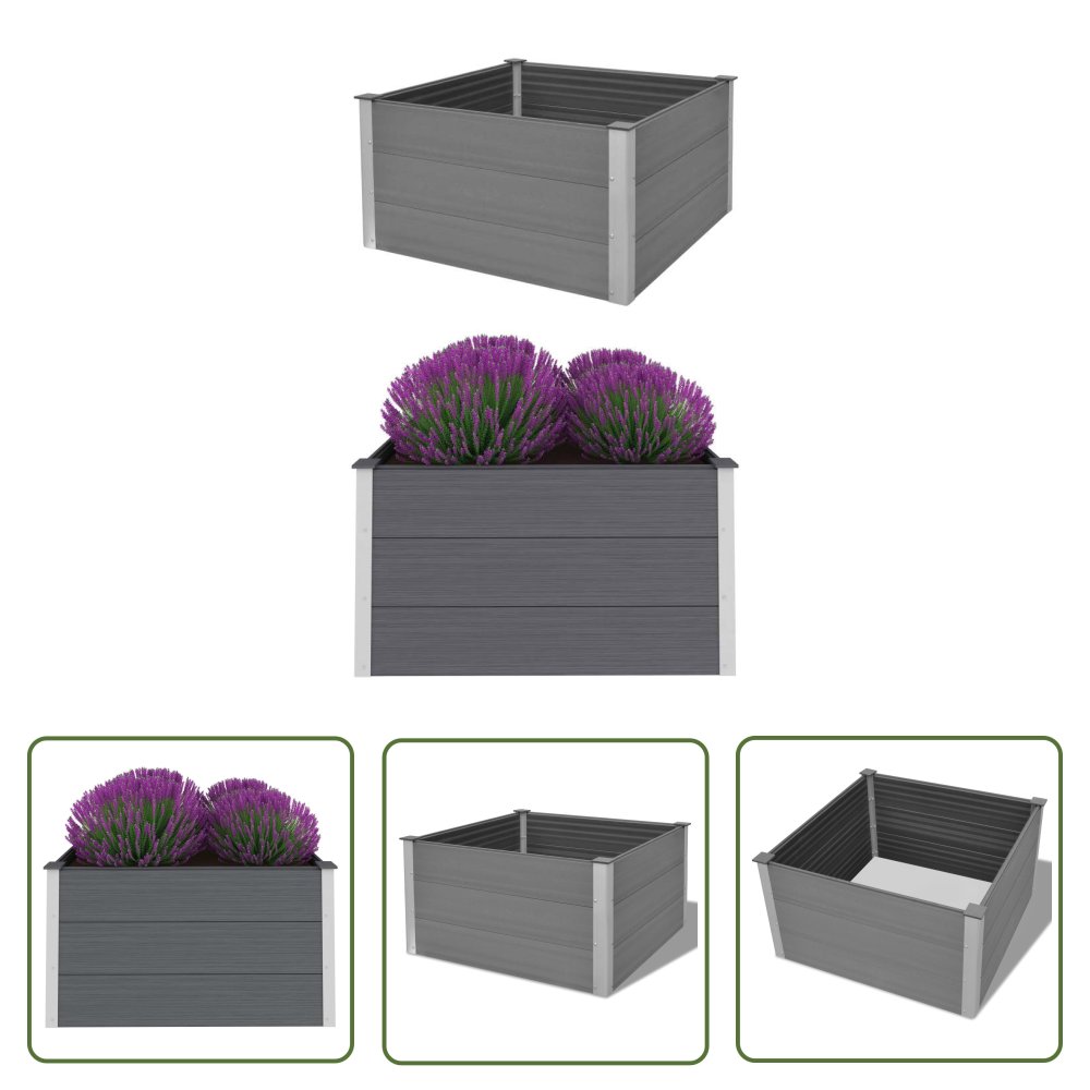 The Living Store Podwyższona donica ogrodowa - WPC - 100x100x54 cm - szara - Podwyższona Donica Ogrodowa