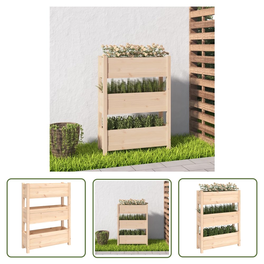 The Living Store Donica - 77x25x104 -5 cm - lite drewno sosnowe - Donica Ogrodowa