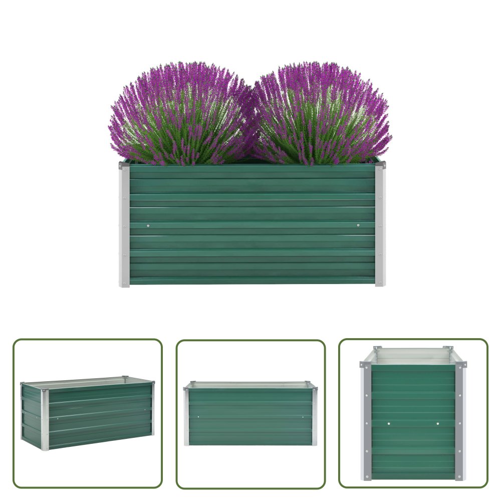 The Living Store Podwyższona donica z galwanizowanej stali 100x40x45 cm - zielona - Podwyższona Donica