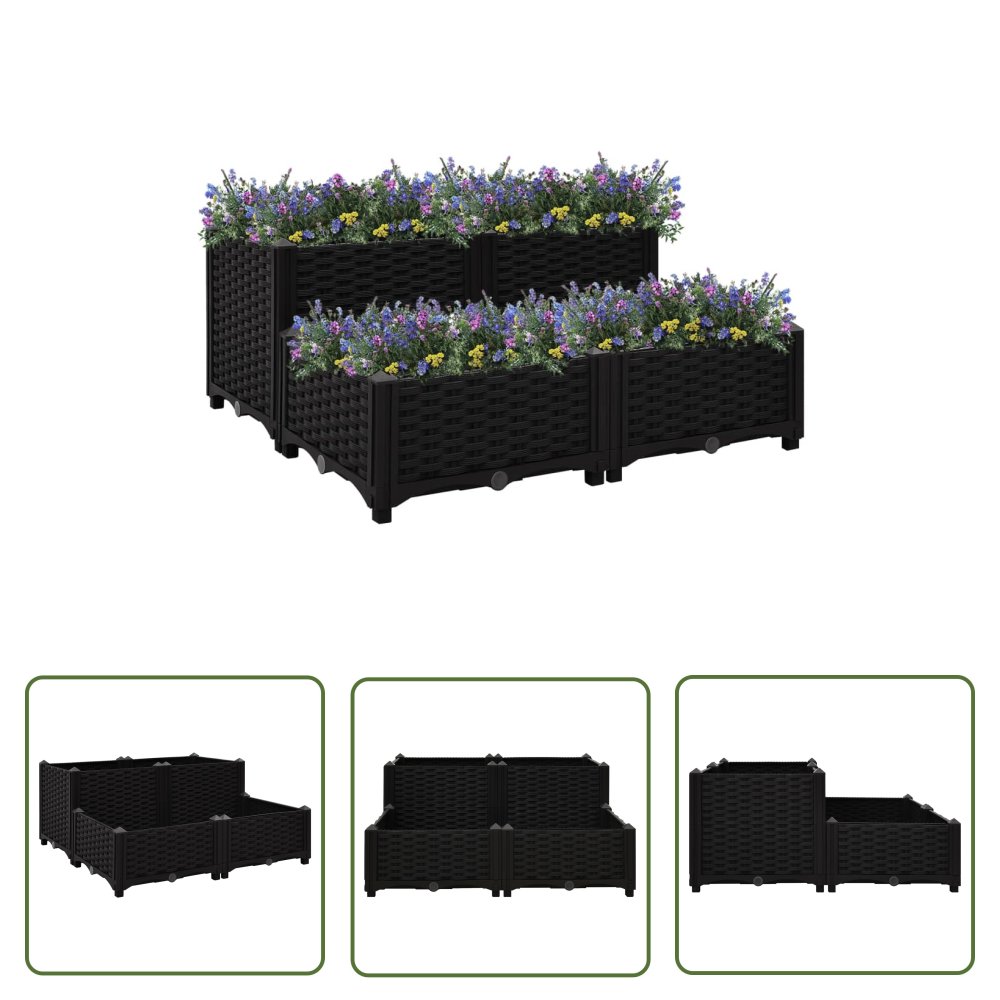 The Living Store Donica do podniesionej rabaty - 80x80x38 cm - polipropylen - Podwyższona Donica