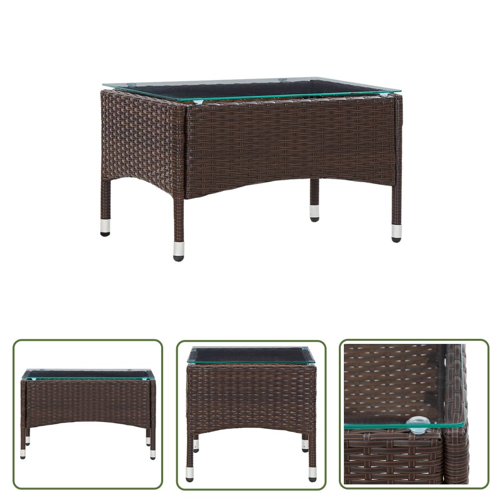 The Living Store Stolik kawowy - brązowy - 60x40x36 cm - polirattan - Stolik Kawowy