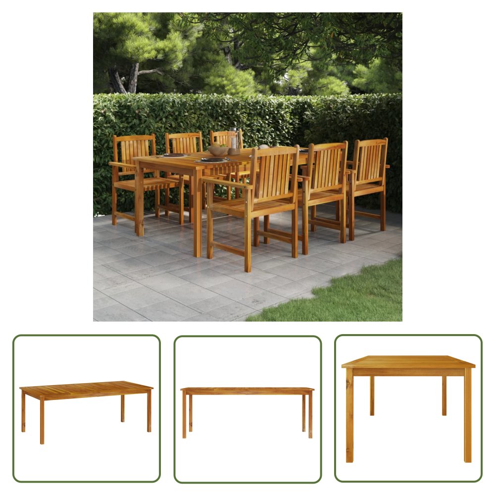 The Living Store Stół ogrodowy - 200x100x74 cm - lite drewno akacjowe - Stół