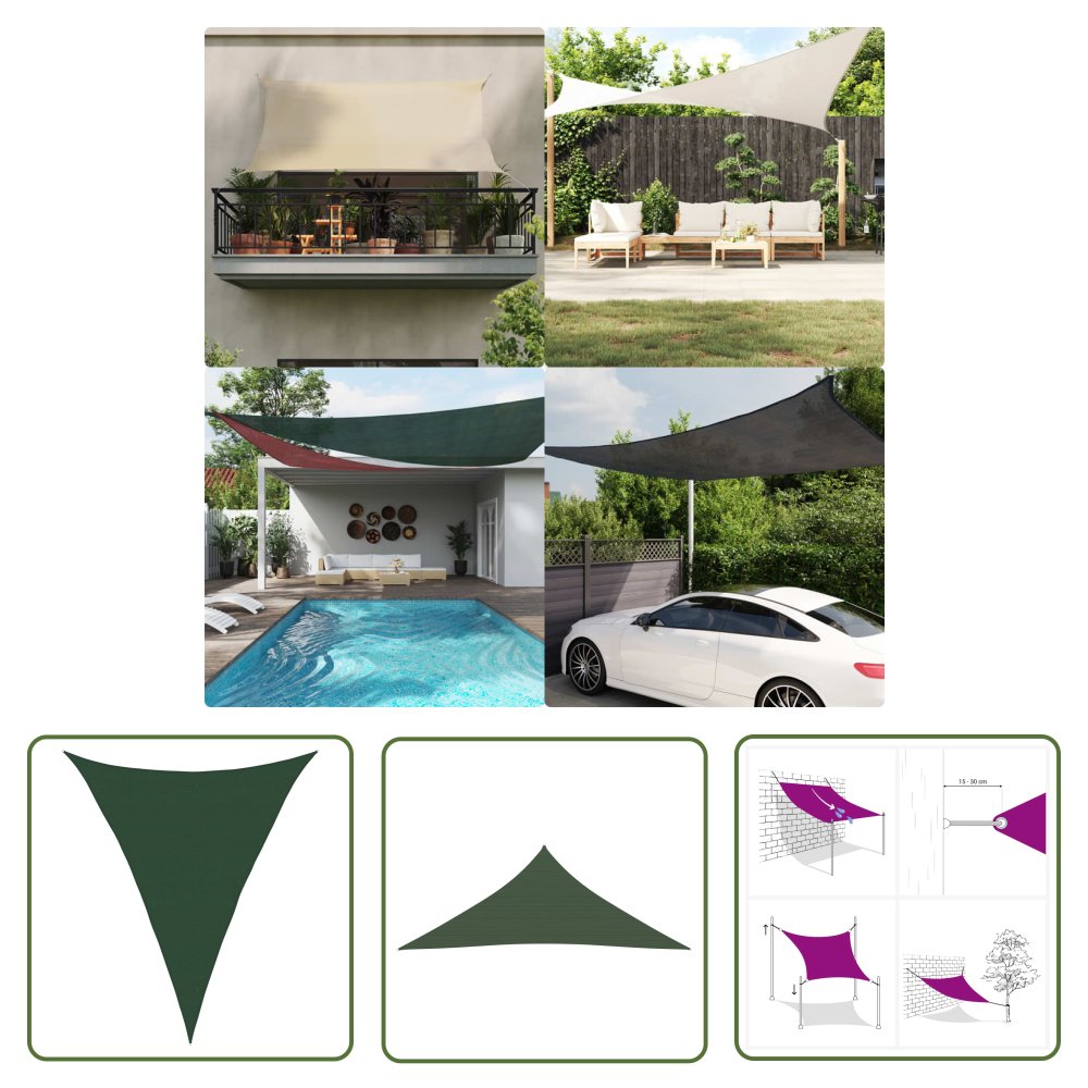 The Living Store Żagiel przeciwsłoneczny - 160 g/m² - ciemnozielony - 5x6x6 m - HDPE - Żagiel Ogrodowy