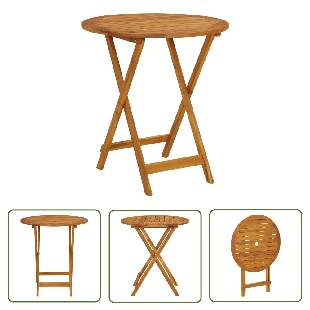 The Living Store Składany stół ogrodowy - 70 cm - lite drewno akacjowe - Stół Ogrodowy