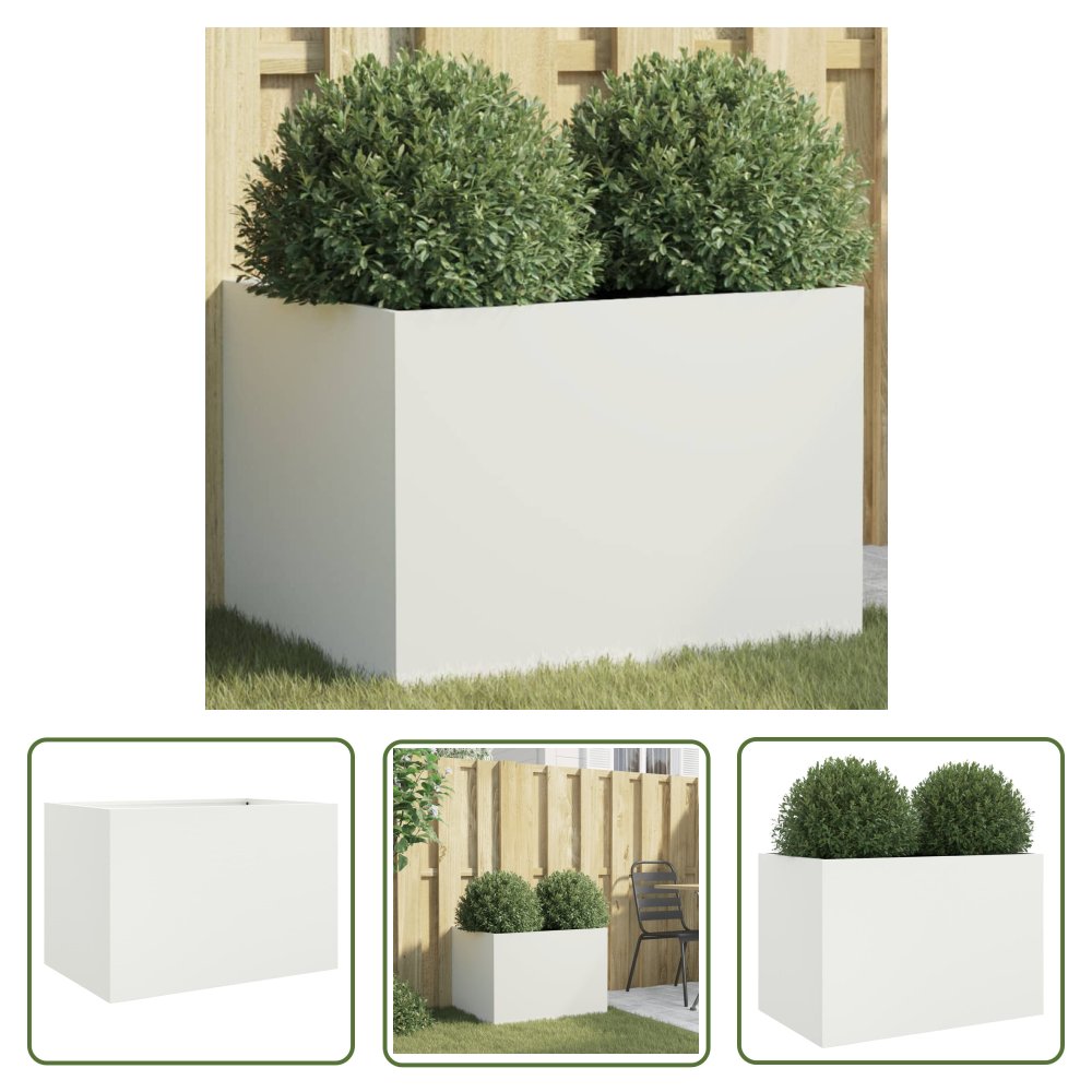 The Living Store Donica - biała - 62x47x46 cm - stal - Doniczka