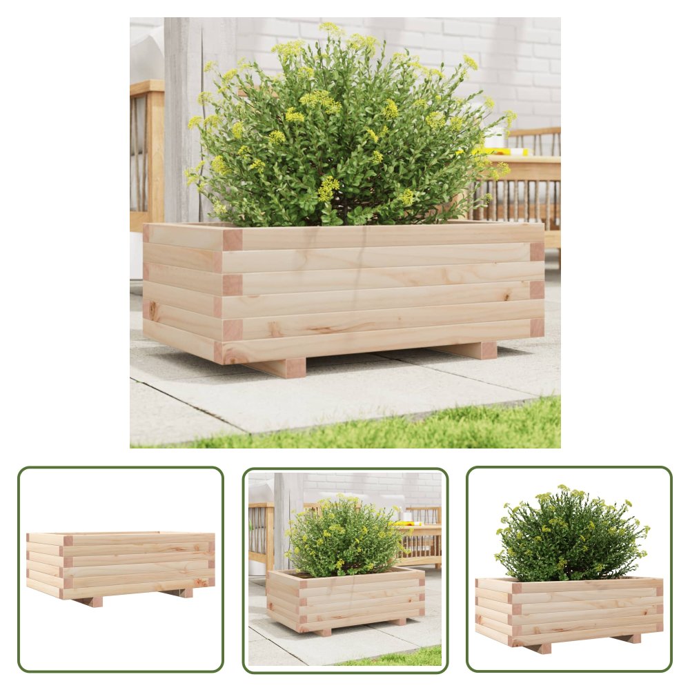 The Living Store Donica ogrodowa - 70x40x26 -5 cm - lite drewno sosnowe - Doniczka