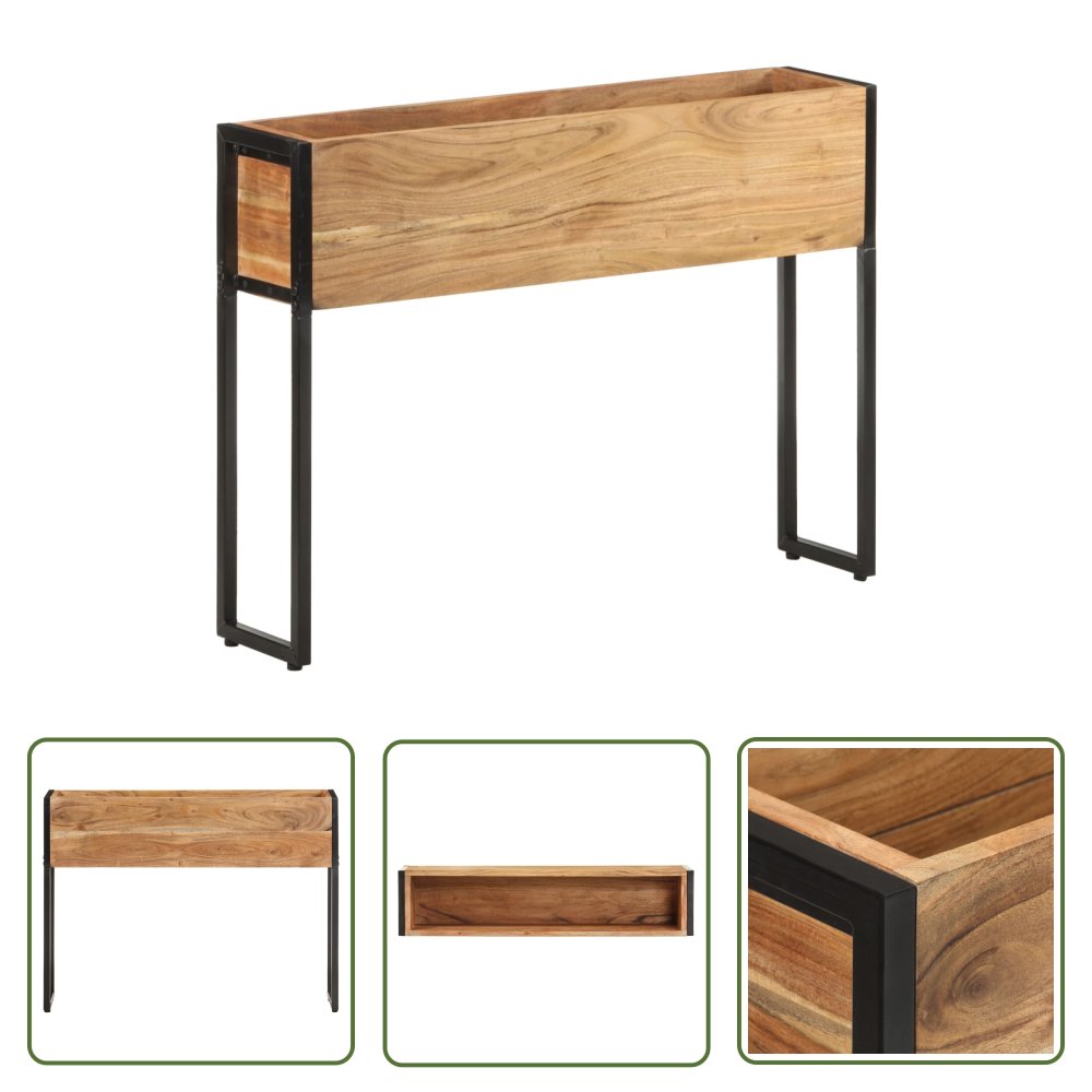 The Living Store Donica - 90x20x68 cm - lite drewno akacjowe - Podwyższona Donica