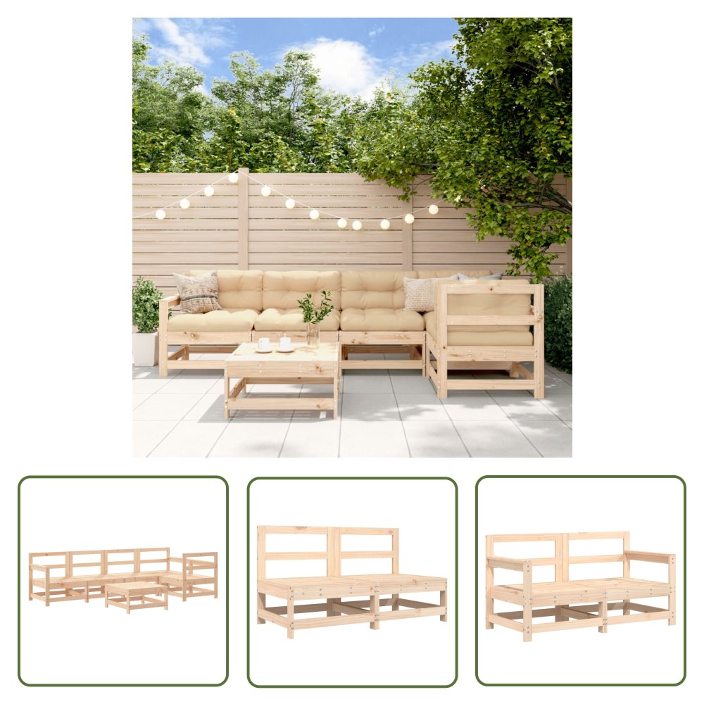 The Living Store 6-cz. zestaw mebli wypoczynkowych do ogrodu - drewno sosnowe - Meble Ogrodowe