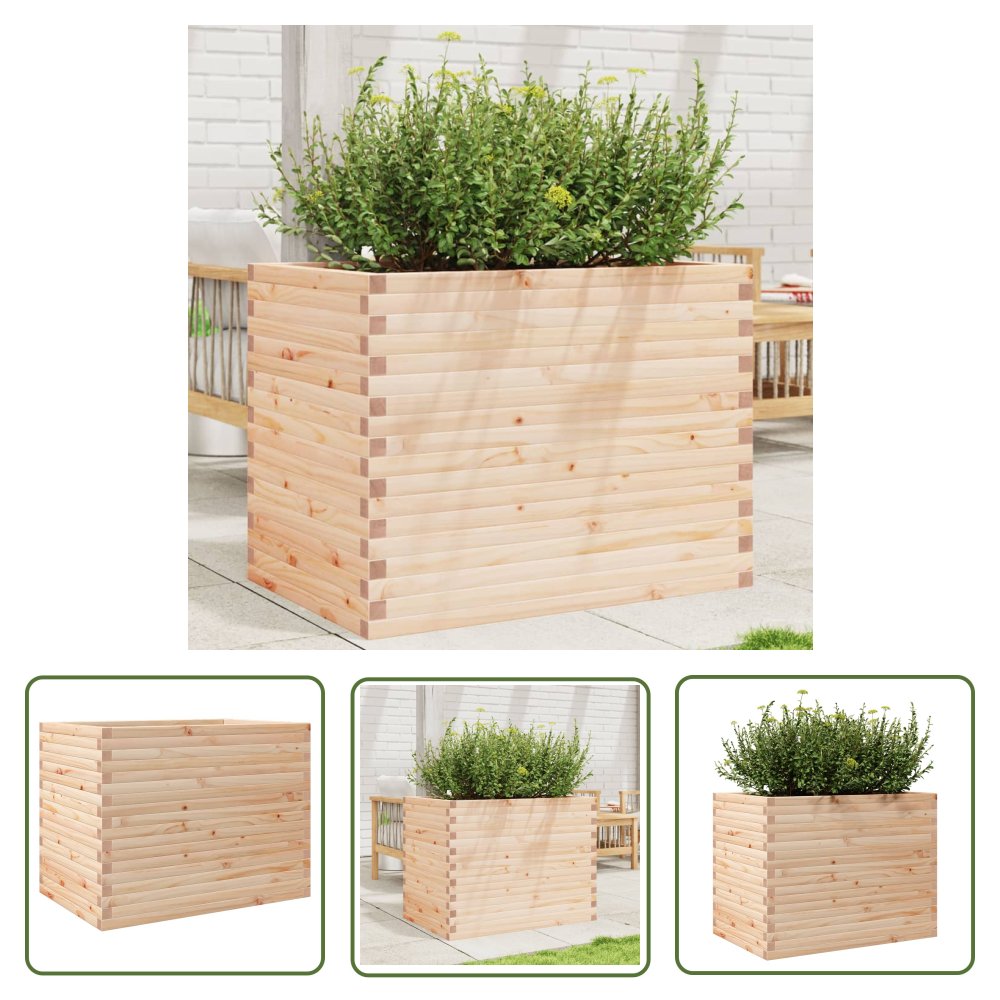 The Living Store Donica ogrodowa - 90x60x68 -5 cm - lite drewno sosnowe - Donica Ogrodowa