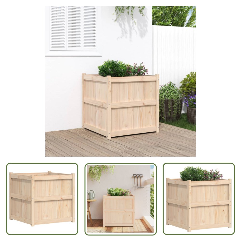 The Living Store Donica ogrodowa - 70x70x70 cm - lite drewno sosnowe - Donica