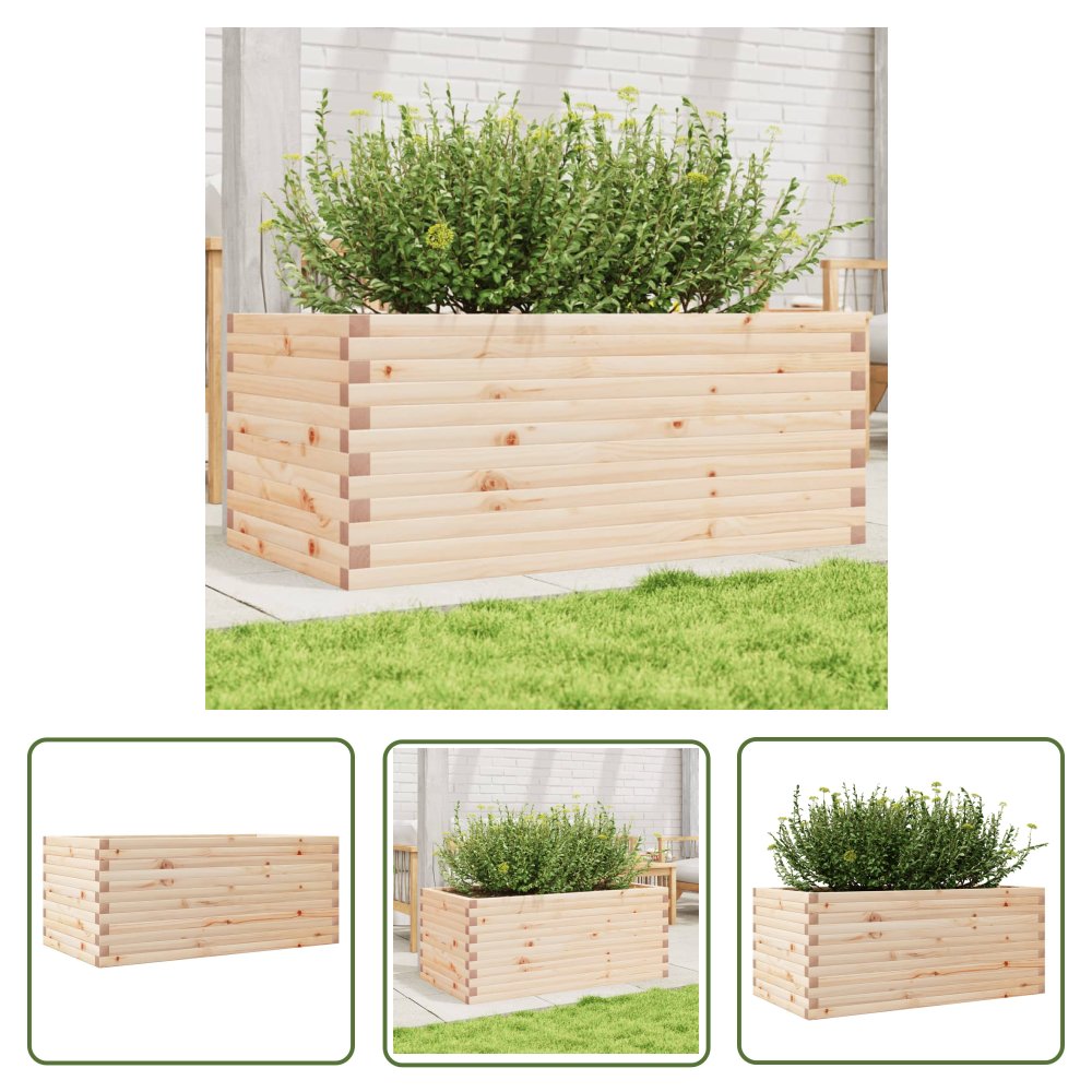 The Living Store Donica ogrodowa - 110x60x45 -5 cm - lite drewno sosnowe - Donica Ogrodowa