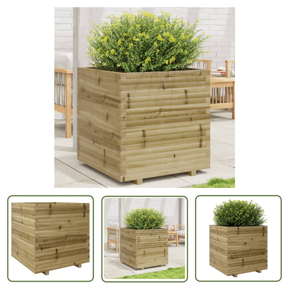 The Living Store Donica ogrodowa - 70x70x72 -5 cm - impregnowane drewno sosnowe - Donica Ogrodowa