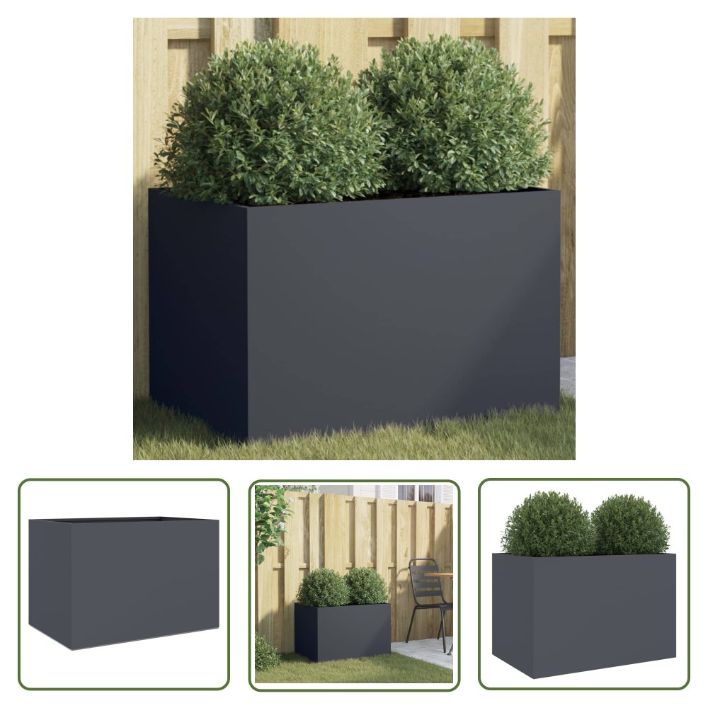 The Living Store Donica - antracytowa - 62x40x39 cm - stal - Doniczka