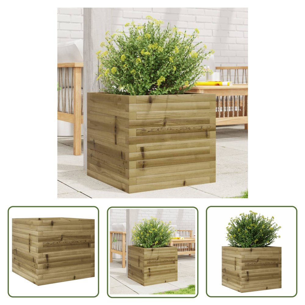 The Living Store Donica ogrodowa - 50x50x45 -5 cm - impregnowane drewno sosnowe - Donica Ogrodowa