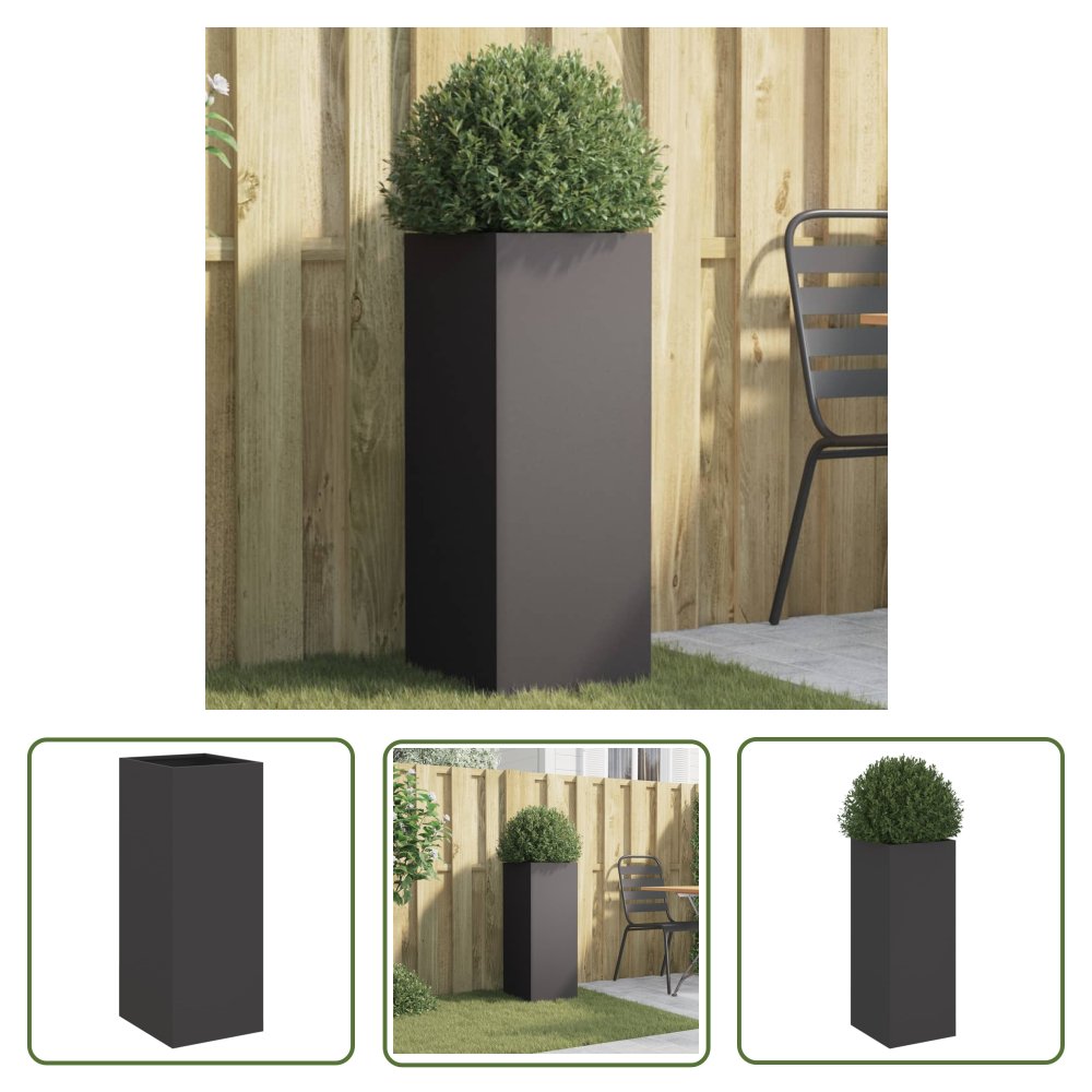 The Living Store Donica - czarna - 32x29x75 cm - stal - Doniczka
