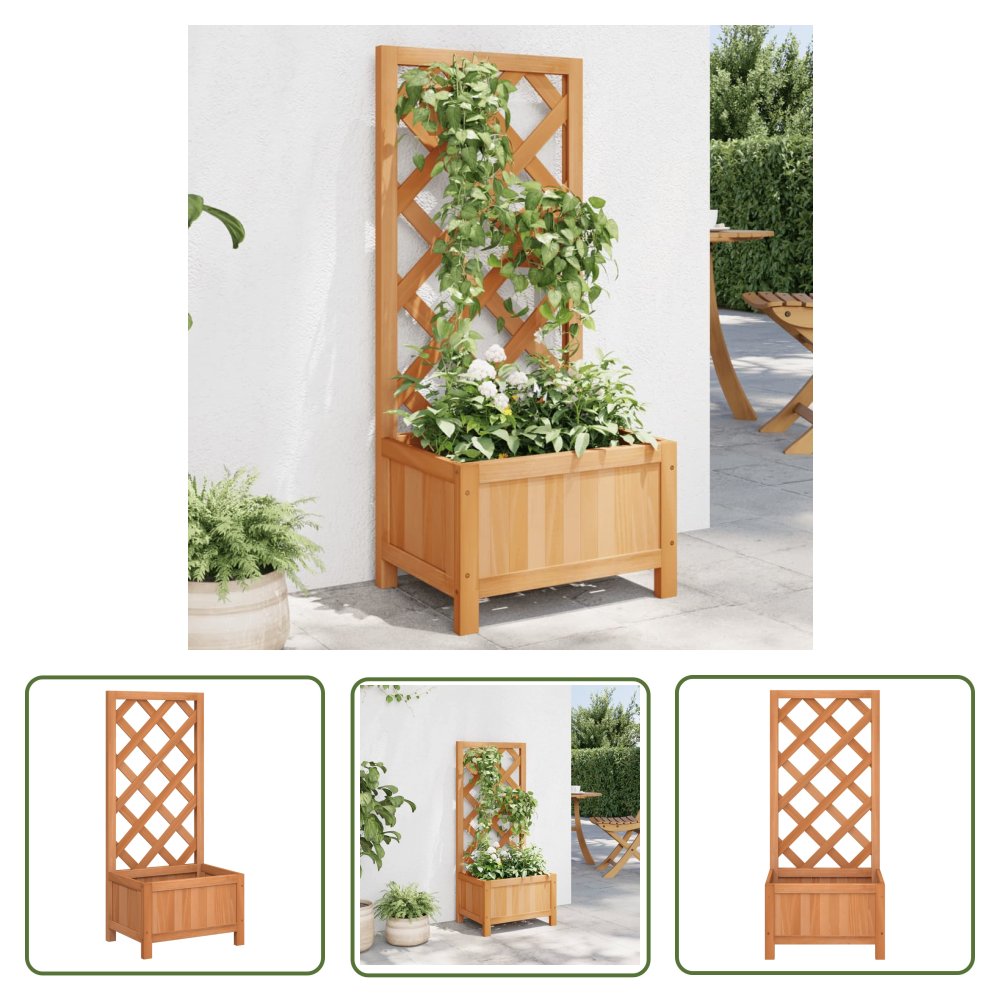 The Living Store Donica z trejażem - brązowa - lite drewno jodłowe - Skrzynia Na Rośliny