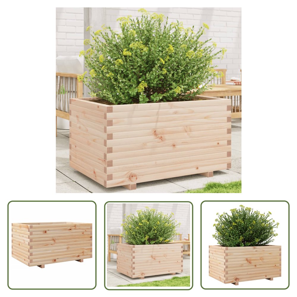 The Living Store Donica ogrodowa - 90x60x49 -5 cm - lite drewno sosnowe - Donica Ogrodowa