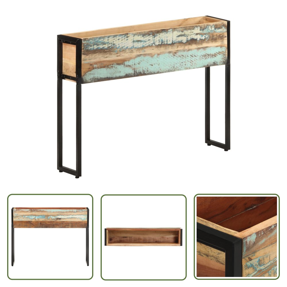 The Living Store Donica - 90x20x68 cm - lite drewno odzyskane - Podwyższona Donica