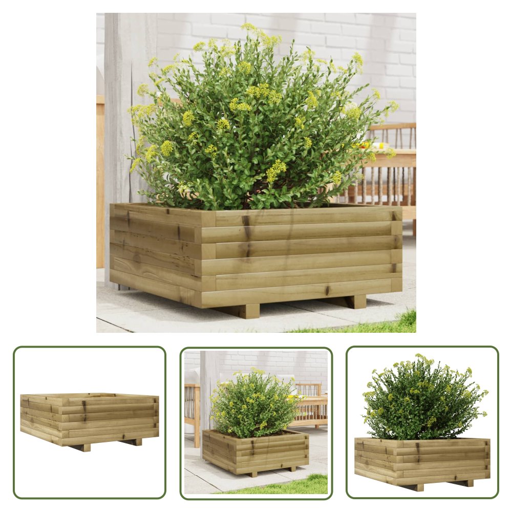 The Living Store Donica ogrodowa - 60x60x26 -5 cm - impregnowane drewno sosnowe - Donica Ogrodowa