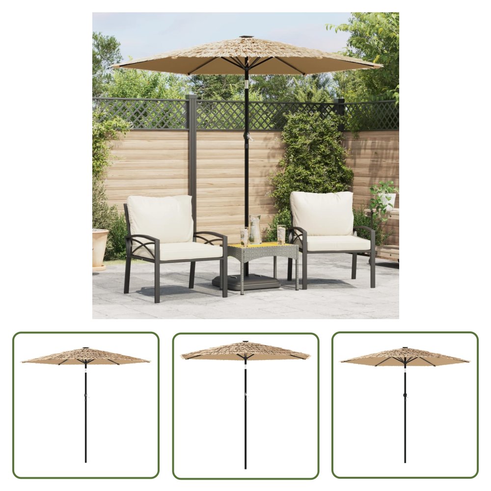 The Living Store Parasol ogrodowy na stalowym słupku - brązowy - 223x223x213 cm - Parasol Ogrodowy