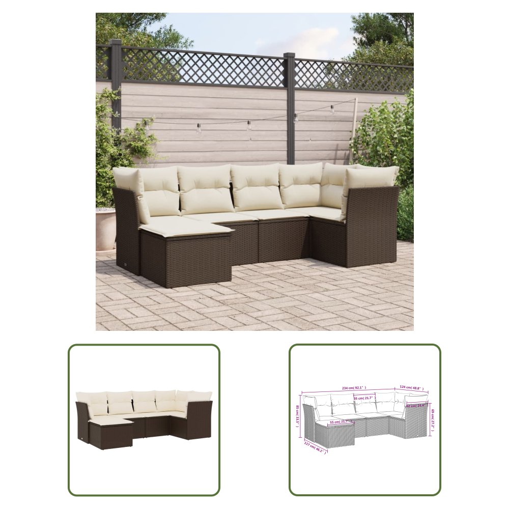 The Living Store 6-cz. zestaw wypoczynkowy do ogrodu - z poduszkami - brązowy - Sofa Ogrodowa