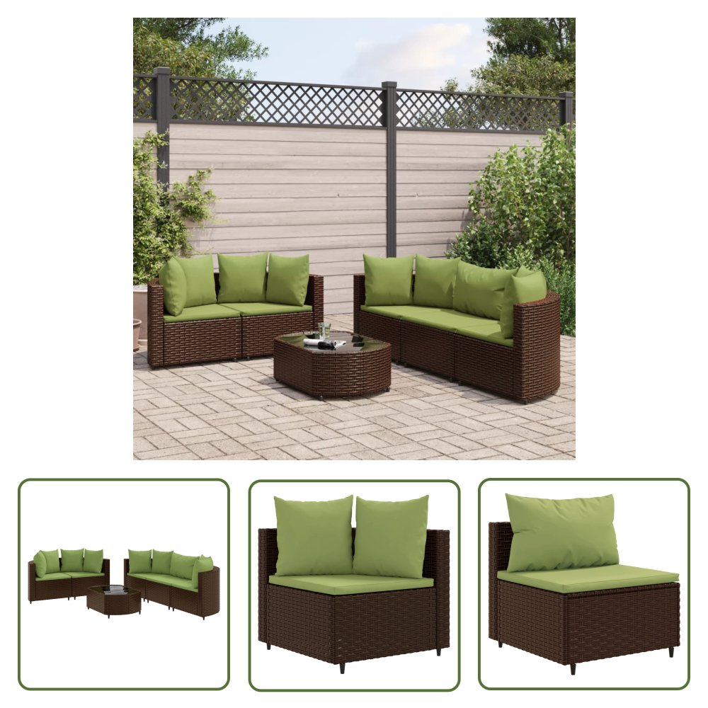 The Living Store 6-cz. zestaw wypoczynkowy do ogrodu - z poduszkami - brązowy - Zestaw Wypoczynkowy Do Ogrodu