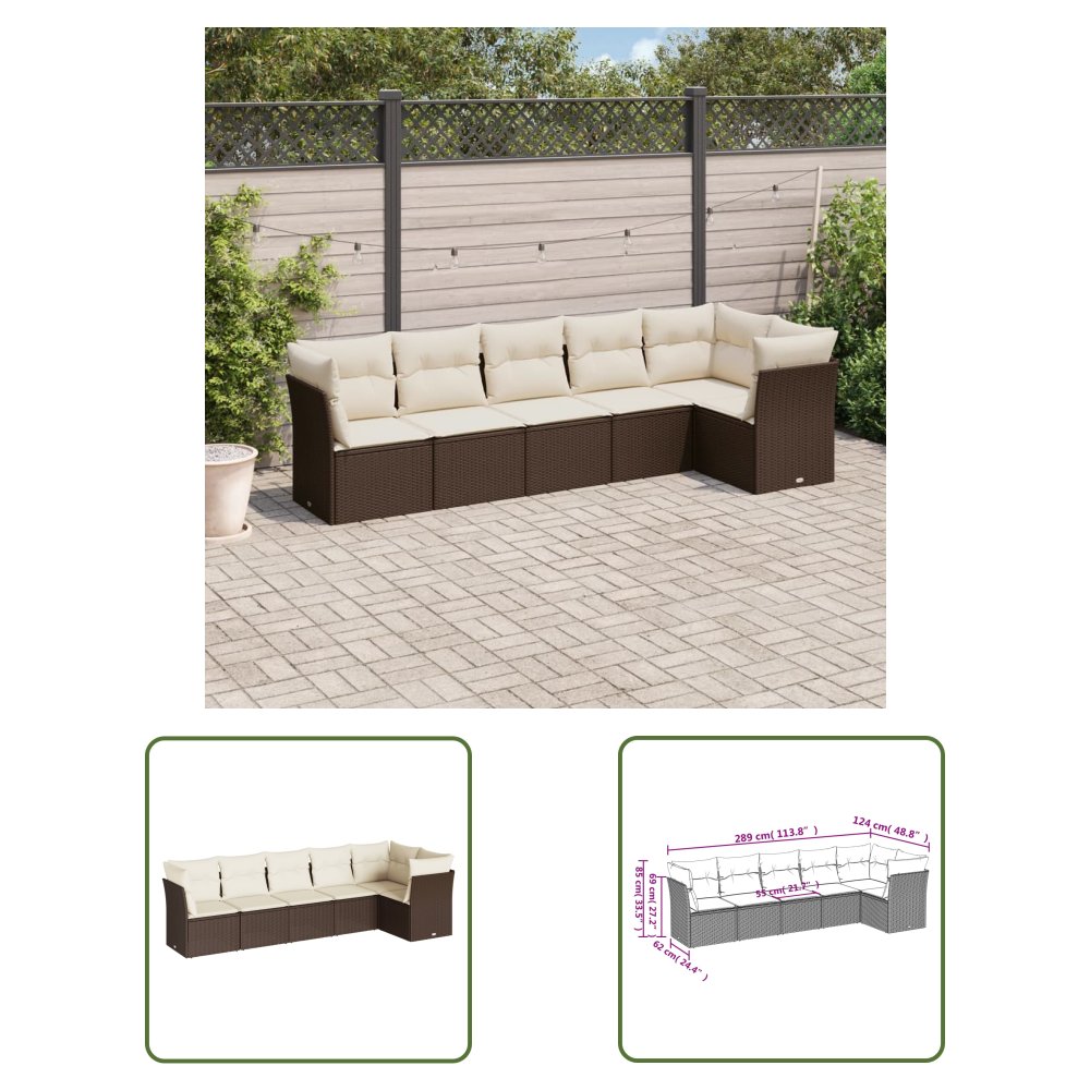 The Living Store 6-cz. zestaw wypoczynkowy do ogrodu - z poduszkami - brązowy - Sofa Ogrodowa