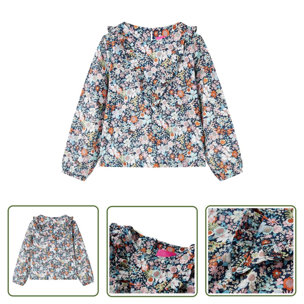 Bluzka dziecięca z długimi rękawami - ciemnoniebieska - 116 - Koszula Dziecięca