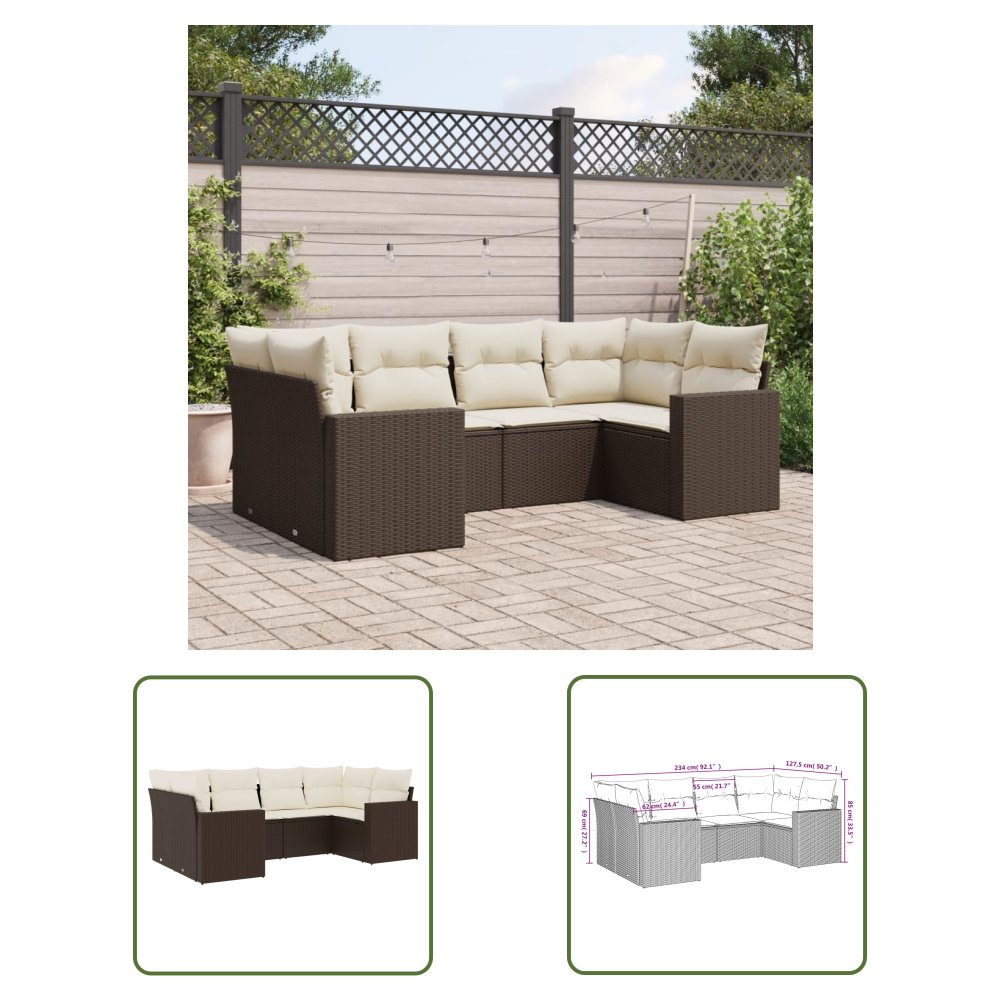 The Living Store 6-cz. zestaw wypoczynkowy do ogrodu - z poduszkami - brązowy - Sofa Ogrodowa