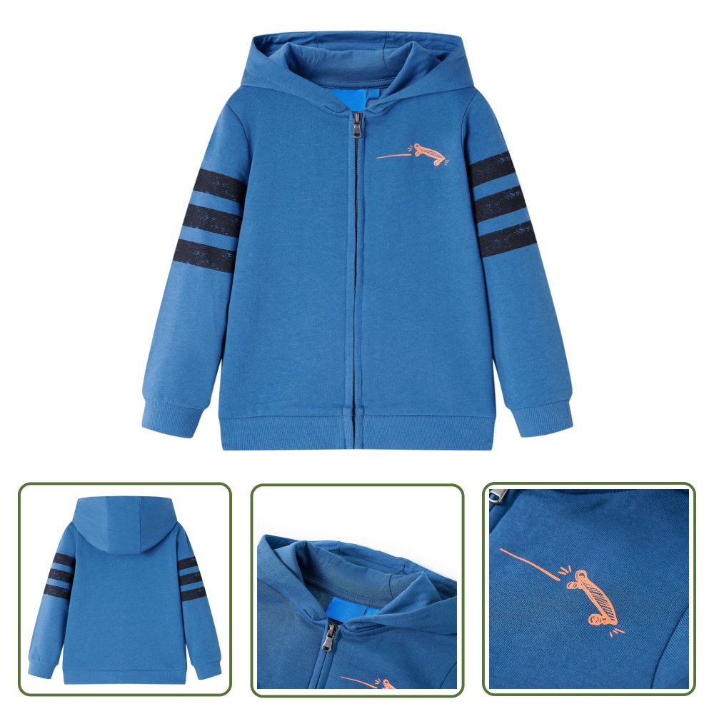 Bluza dziecięca z kapturem i suwakiem - niebieska - 128 - Bluza