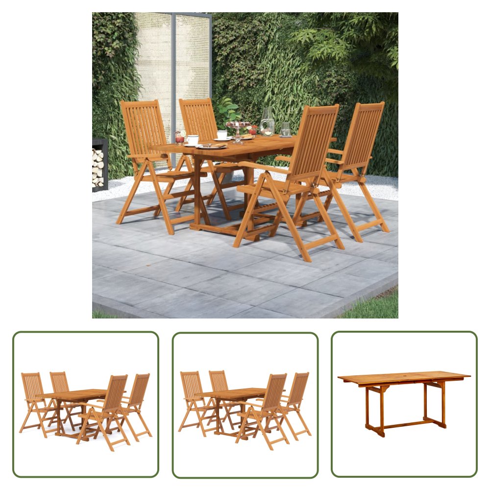 The Living Store 5-częściowy zestaw mebli ogrodowych - lite drewno akacjowe - Zestaw Ogrodowy