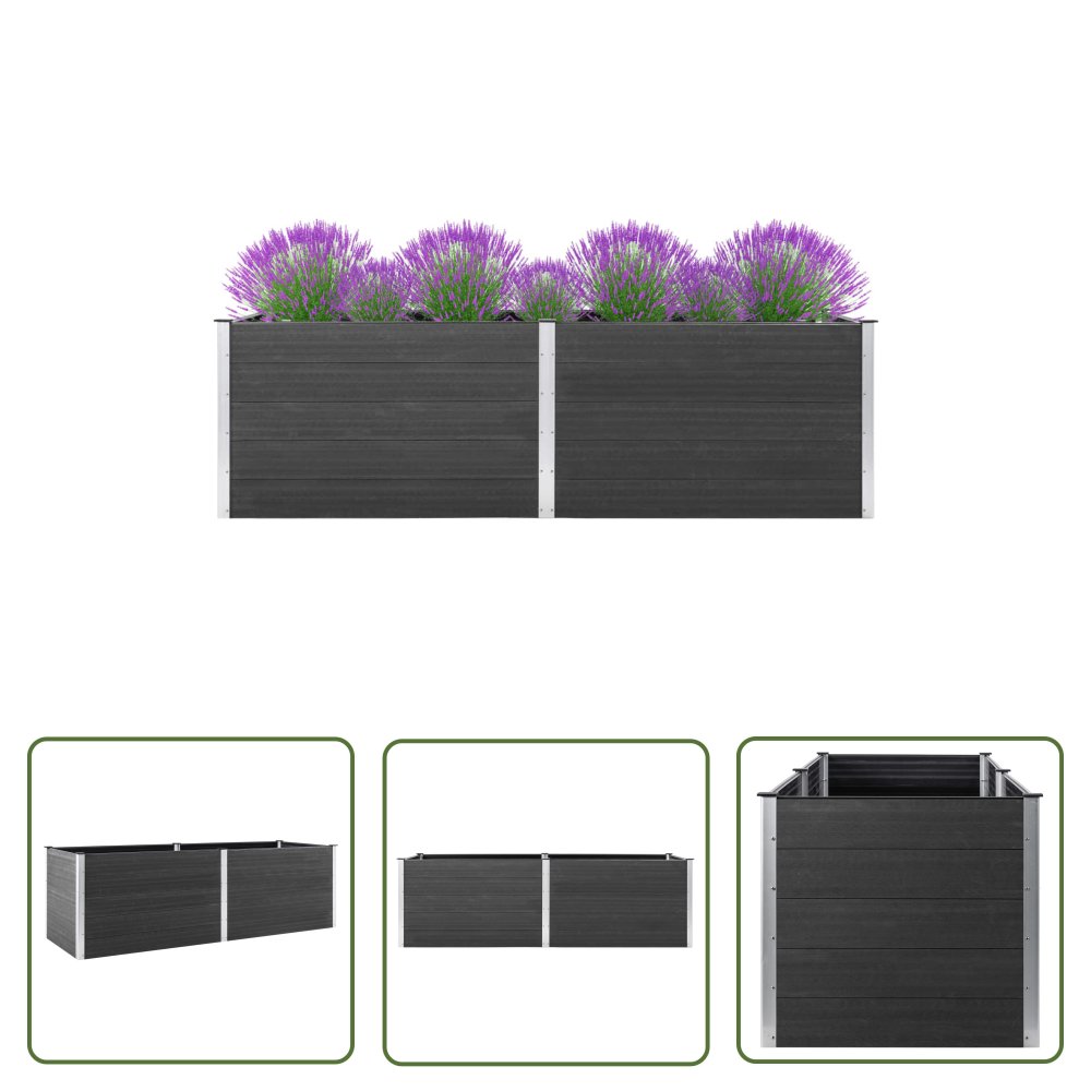 The Living Store Podwyższona donica ogrodowa - 200x50x91 cm - WPC - szara - Podwyższona Donica Ogrodowa