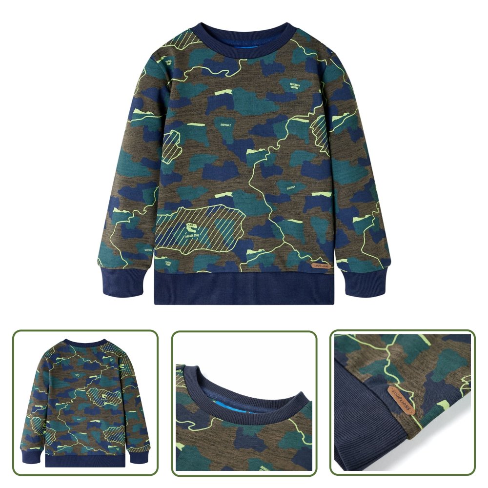 Bluza dziecięca - ciemne khaki melanż - 128 - Bluza Dla Dziecka