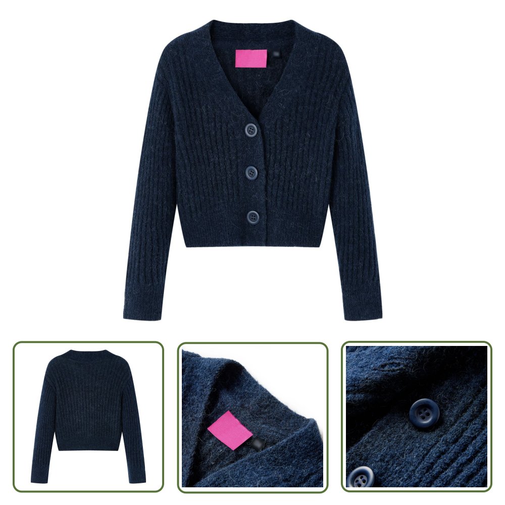 Kardigan dziecięcy z dzianiny - granatowy - 116 - Kardigan Dziecięcy