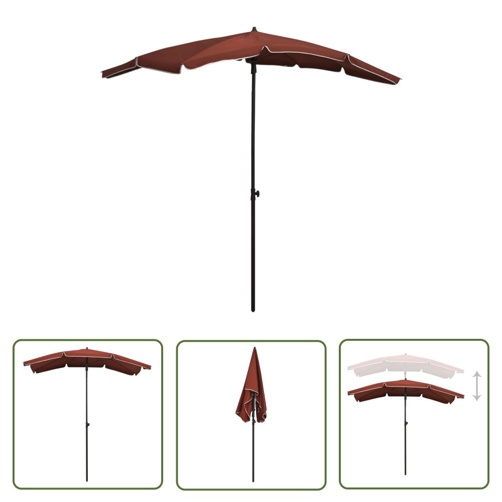 The Living Store Parasol ogrodowy na słupku - 200x130 cm - terakota - Parasol Ogrodowy