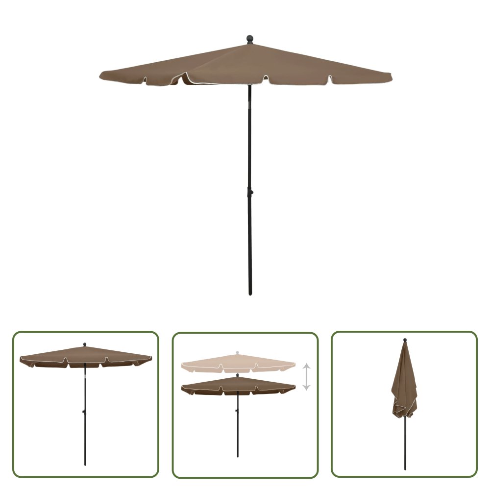 The Living Store Parasol ogrodowy na słupku - 210x140 cm - kolor taupe - Parasol Ogrodowy