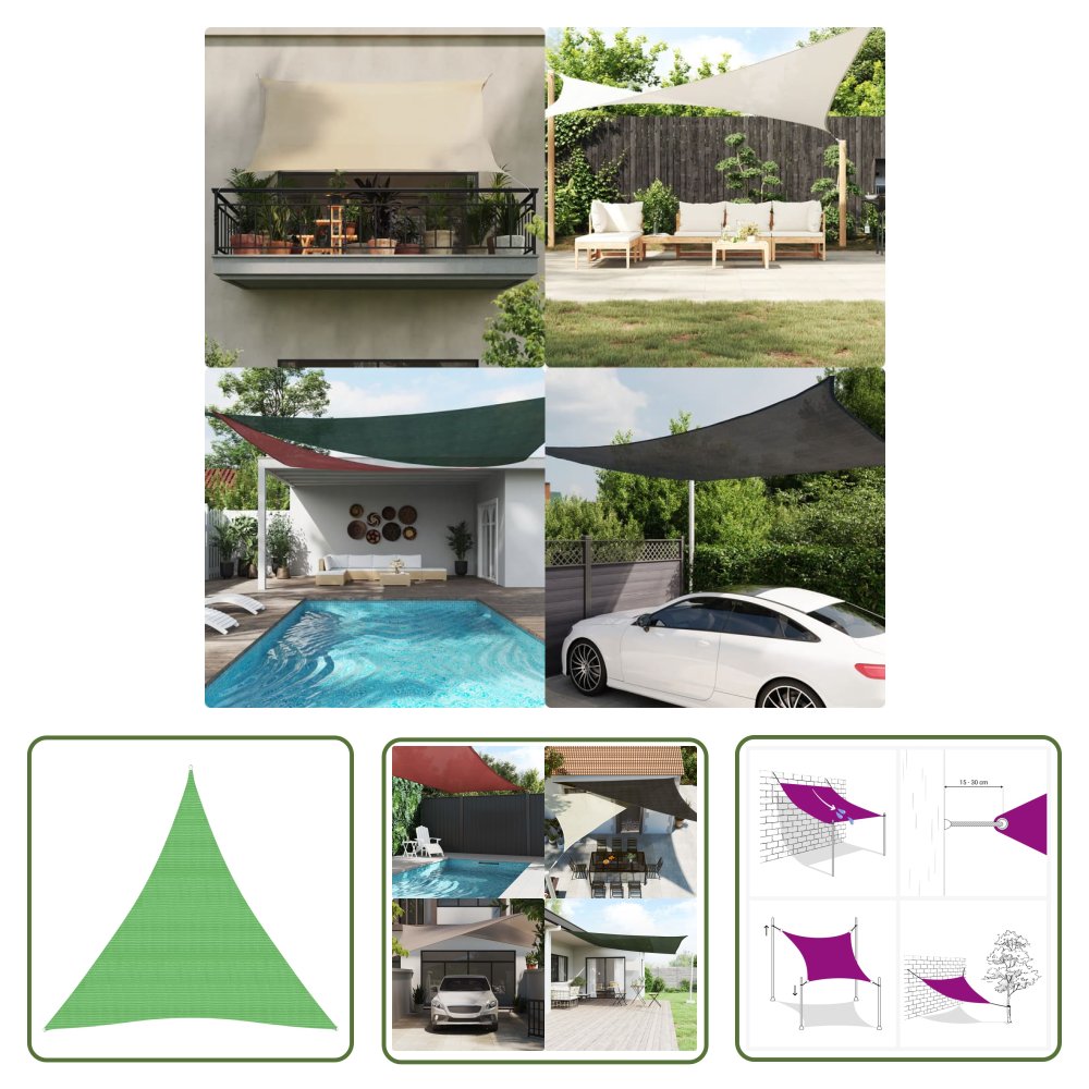 The Living Store Żagiel przeciwsłoneczny - 160 g/m² - jasnozielony - 5x6x6 m - HDPE - Żagiel Ogrodowy
