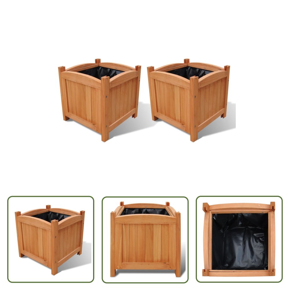 The Living Store Podwyższone donice - drewniane - 30x30x30 cm - 2 sztuki - Podwyższona Donica