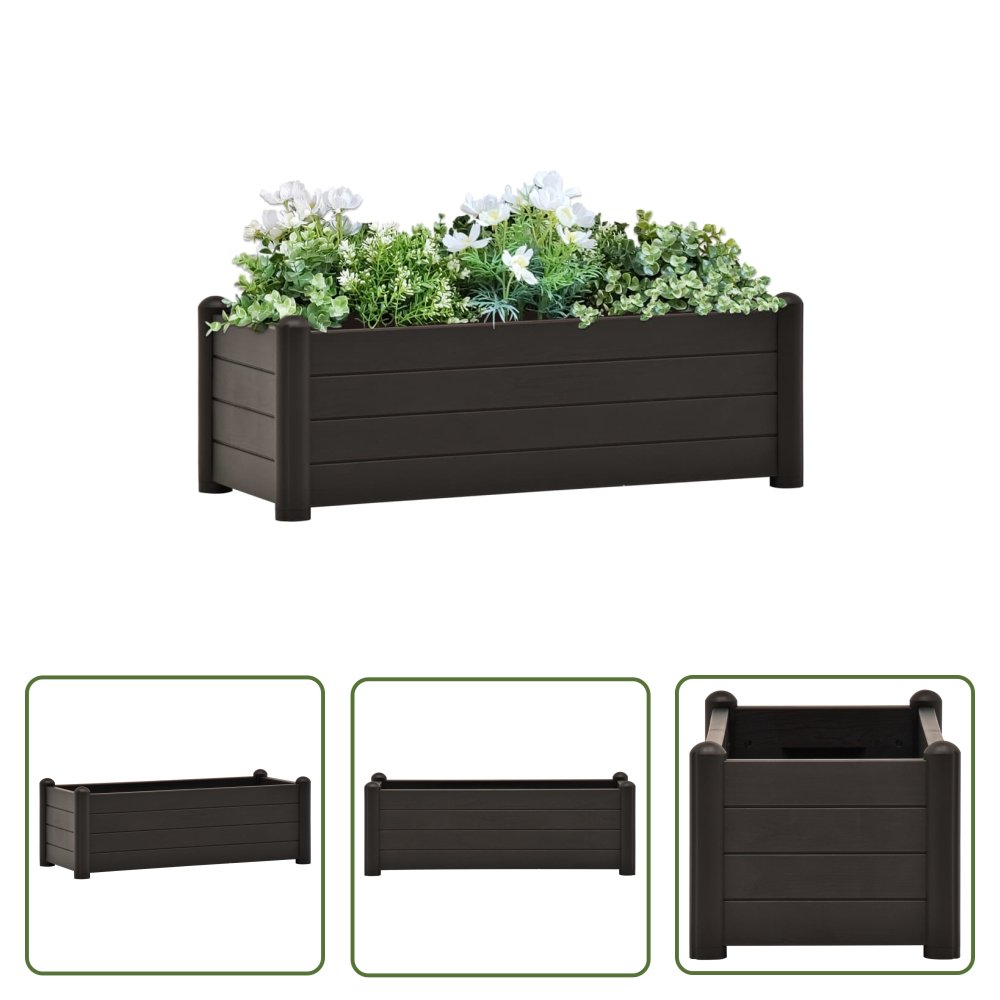 The Living Store Podwyższona donica - PP - antracytowa - 100x43x35 cm - Donica