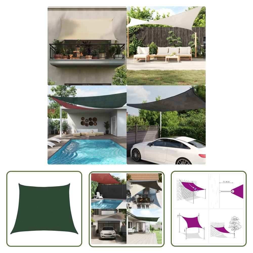 The Living Store Żagiel przeciwsłoneczny - 160 g/m² - ciemnozielony - 3/4x3 m - HDPE - Żagiel Ogrodowy