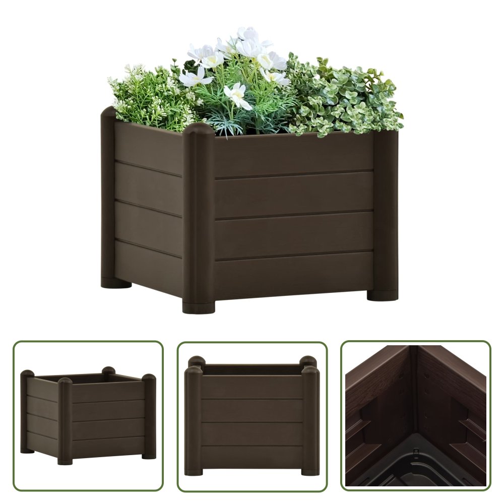 The Living Store Podwyższona donica - PP - kolor mokka - 43x43x35 cm - Donica