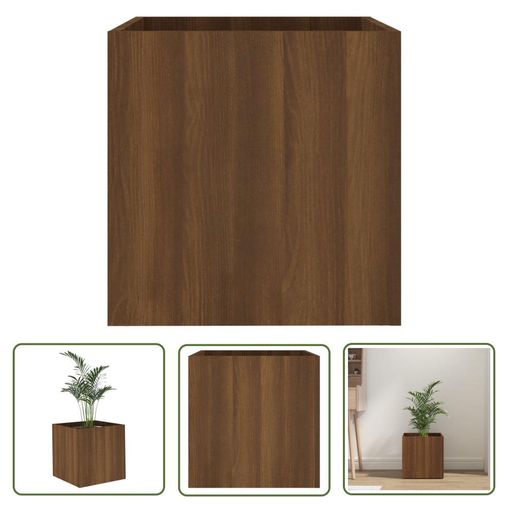 The Living Store Donica - brązowy dąb - 40x40x40 cm - materiał drewnopochodny - Donica