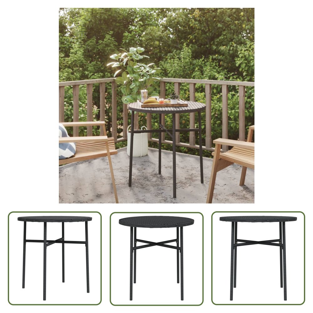 The Living Store Stolik herbaciany - czarny - 45 cm - polirattan - Stolik Herbaciany